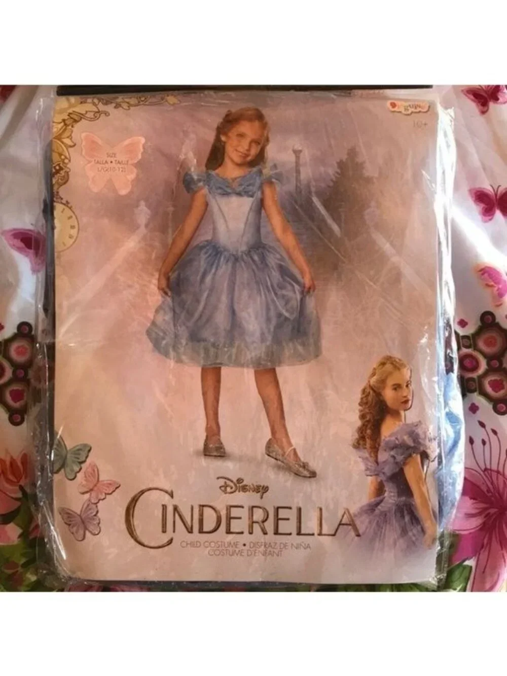 2015 Disney Cinderella Girls Costume Dress Blue Size LG 10-12 Live Action Movie
